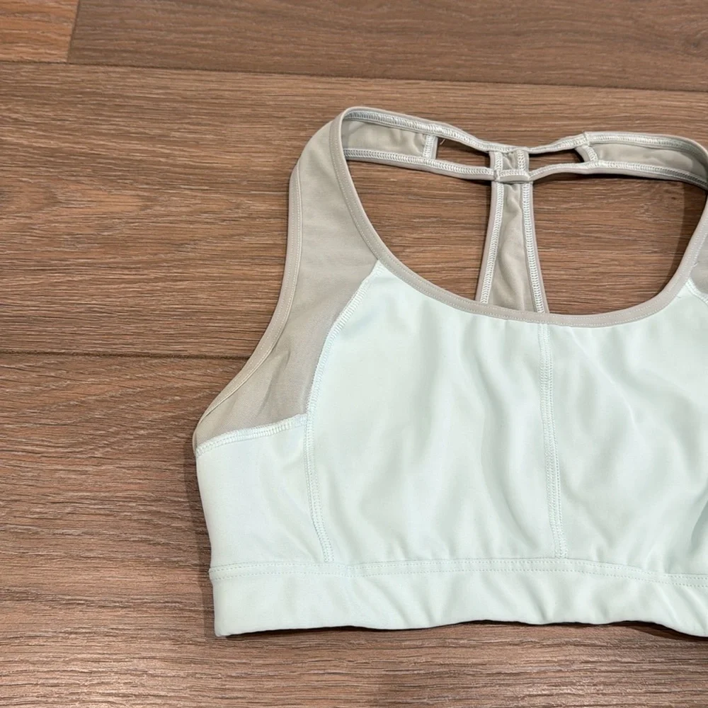 ATHLETA Light Blue Push The Limit Pullover Racerback Mesh Active Sports Bra Sz S